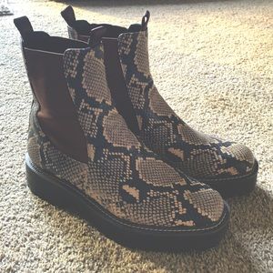 Sam Edelman snakeskin lug boots, worn once.
